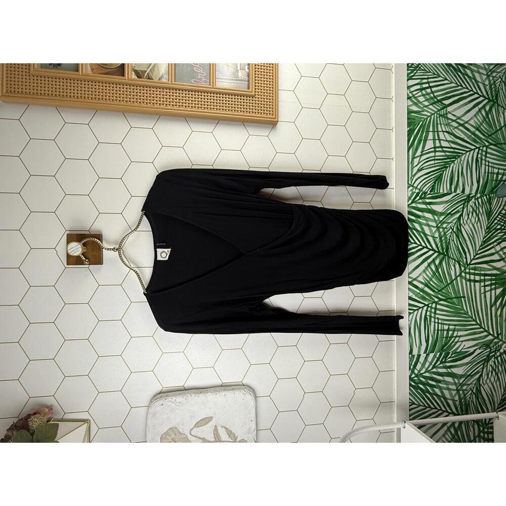 Akemi + Kin for Anthropologie Black Faux Wrap Lightweight Top - Size - XS